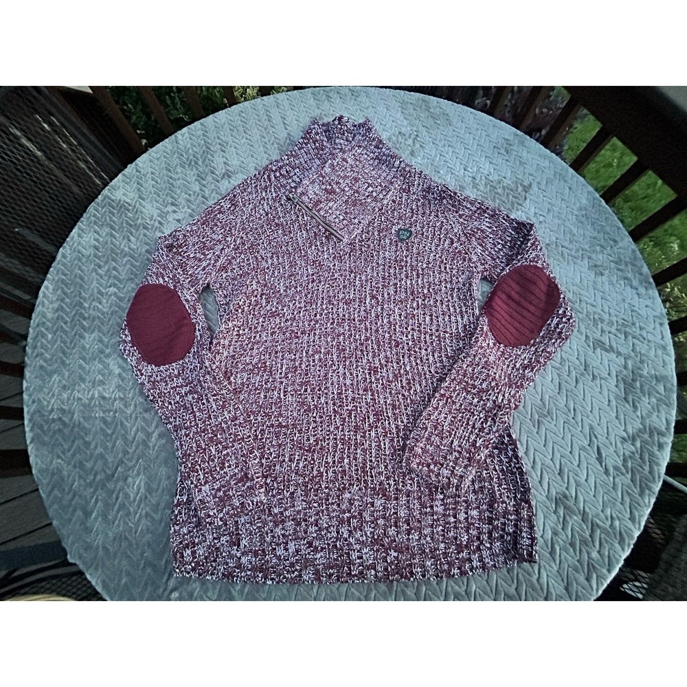 PARISH NATION 56 Men Size XL Fisherman Knit ELBOW PATCH Shawl Sweater